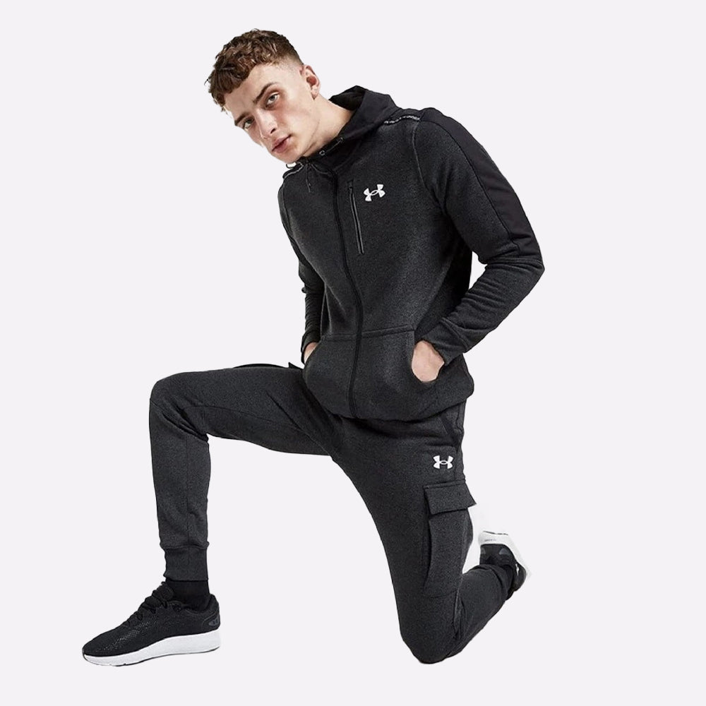 Under Armour Threadborne Full Zipped Tracksuit for Men in Black Charcoal