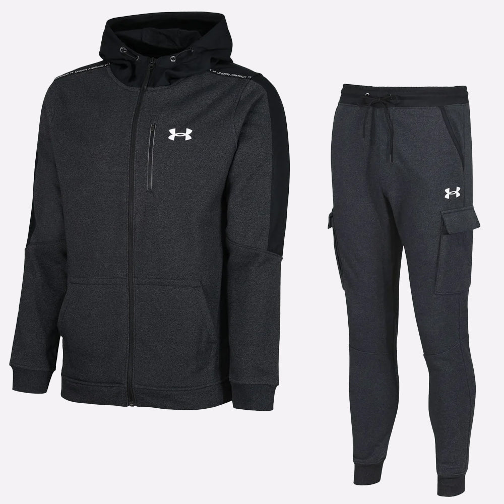 Under Armour Threadborne Full Zipped Tracksuit for Men in Black Charcoal