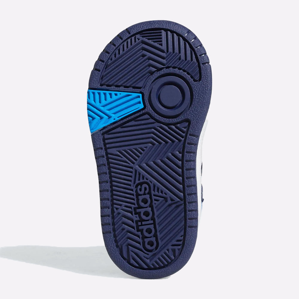 Adidas Hoops Mid Shoes for Kids in Blue Having White Strips