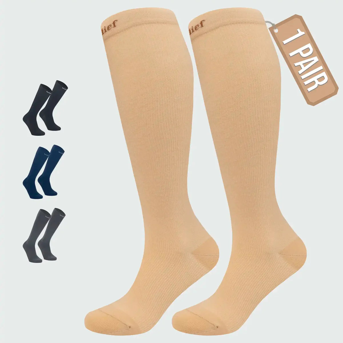 Unisex 15-20 mmHG Compression Socks for Flight, Cycling, Nurses & All Day Work