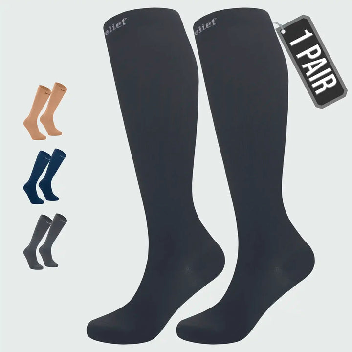 Unisex 15-20 mmHG Compression Socks for Flight, Cycling, Nurses & All Day Work